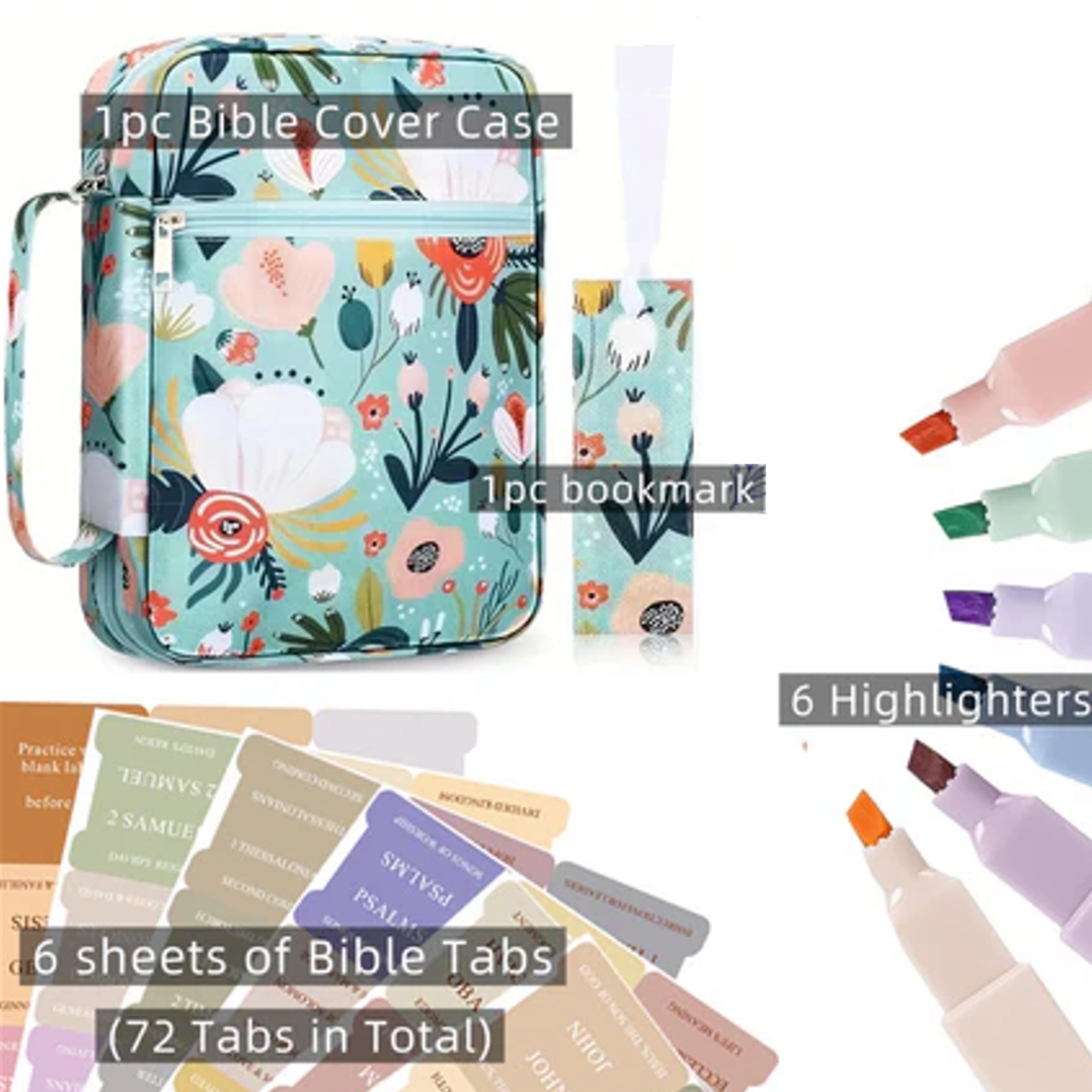 Bible Cover Case+6Pens+72Tabs Bible Cover Bag Portable Book Cover