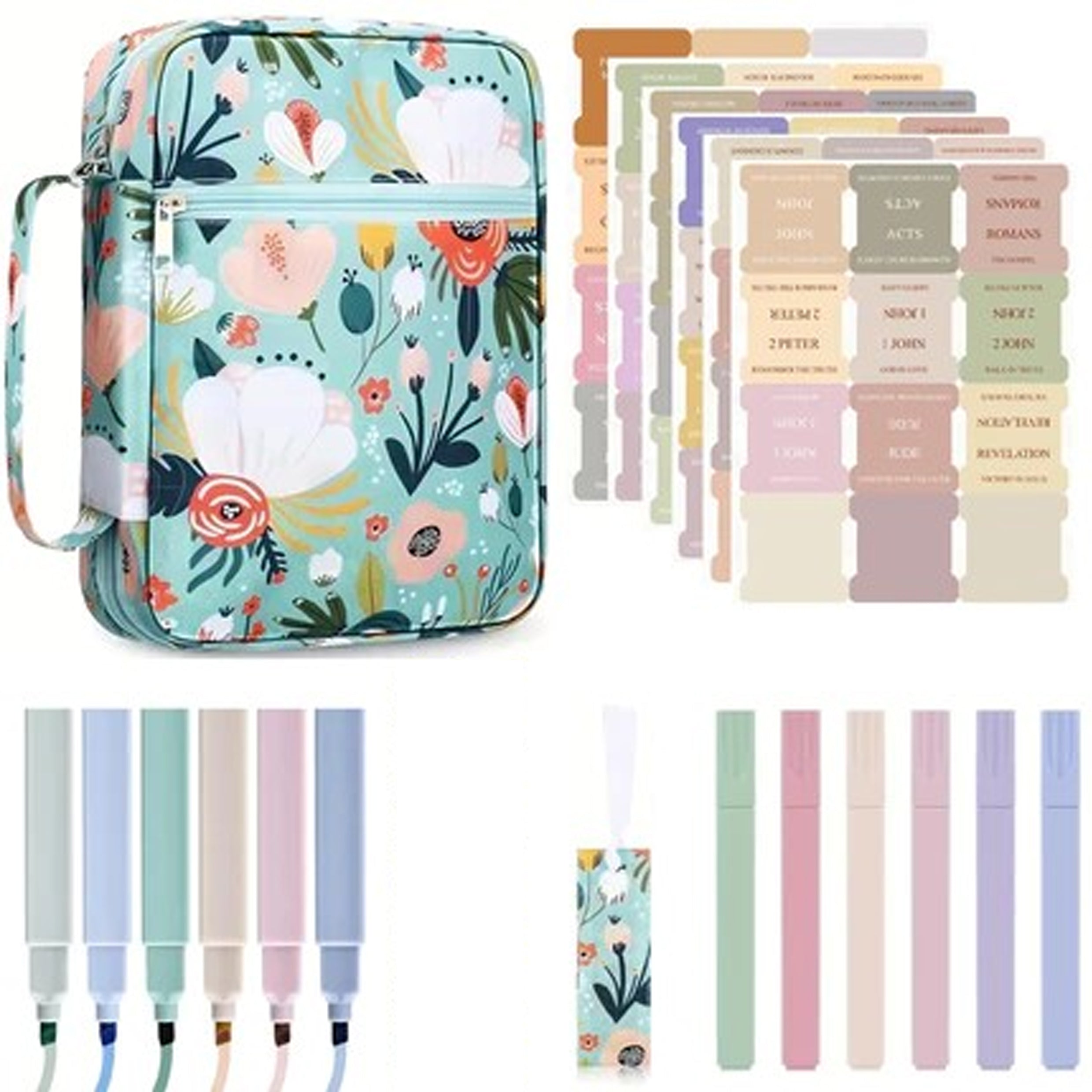 Bible Cover Case+6Pens+72Tabs Bible Cover Bag Portable Book Cover
