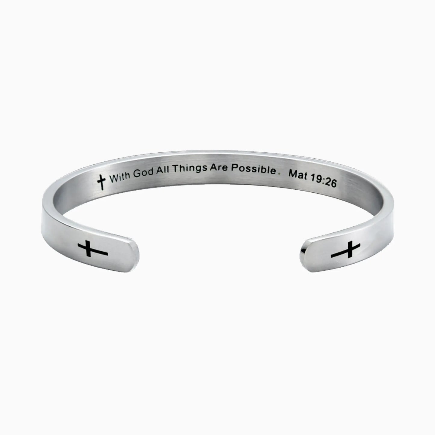 Pulsera de plata inspiradora con fe y fortaleza