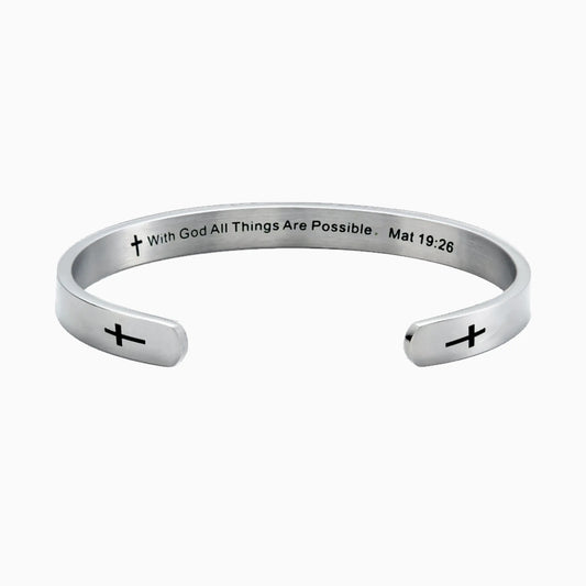 Faith & Strength Inspirational Silver Bracelet