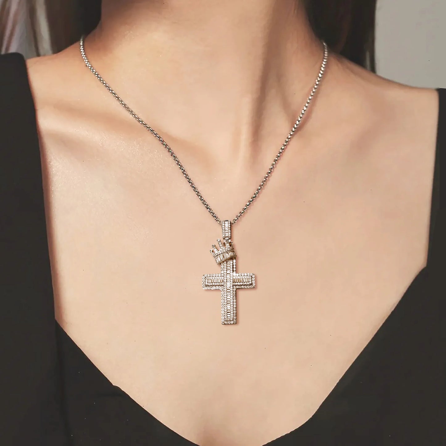 Divine Grace Crown Cross Pendant Necklace