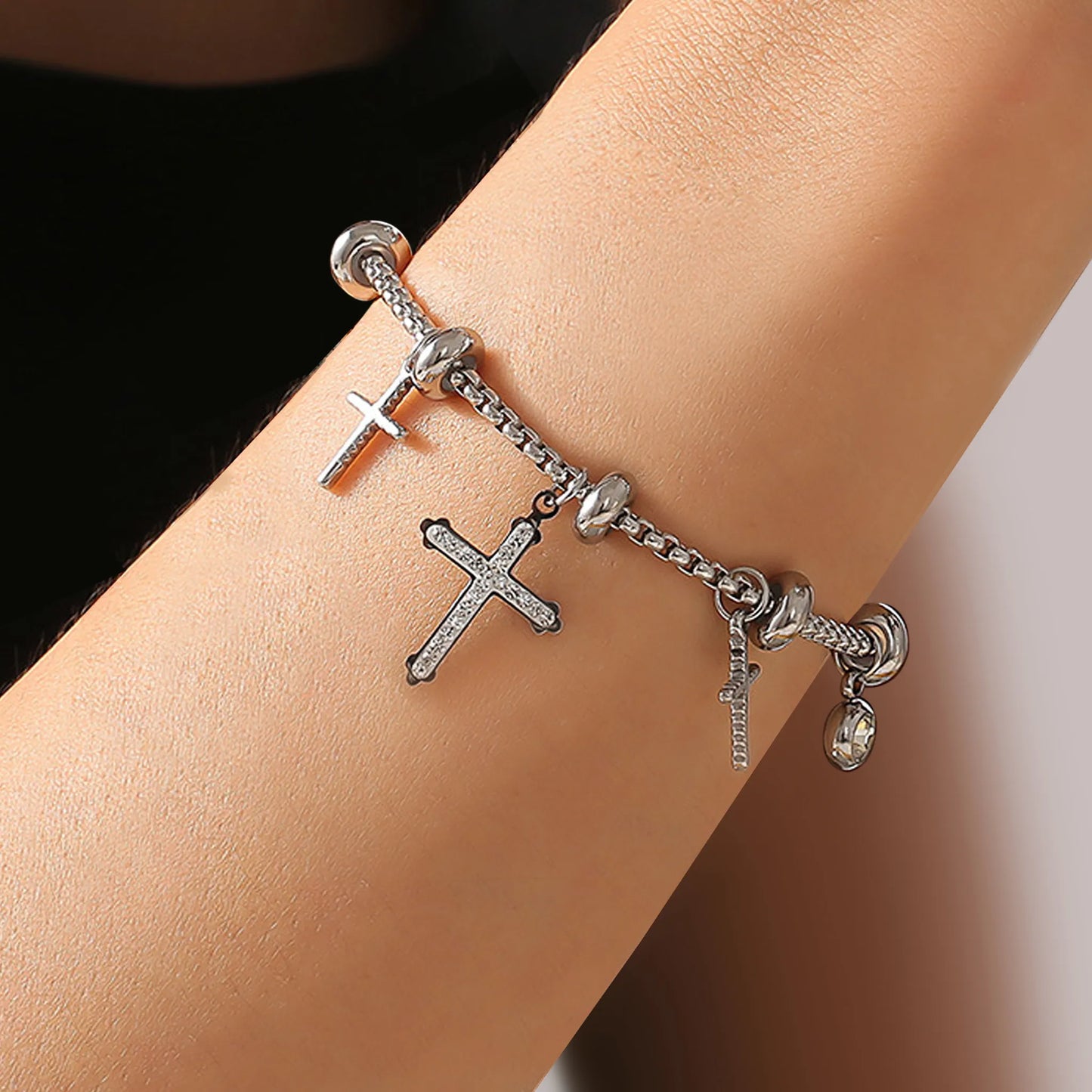 Faithful Elegance Cross Charm Bracelet