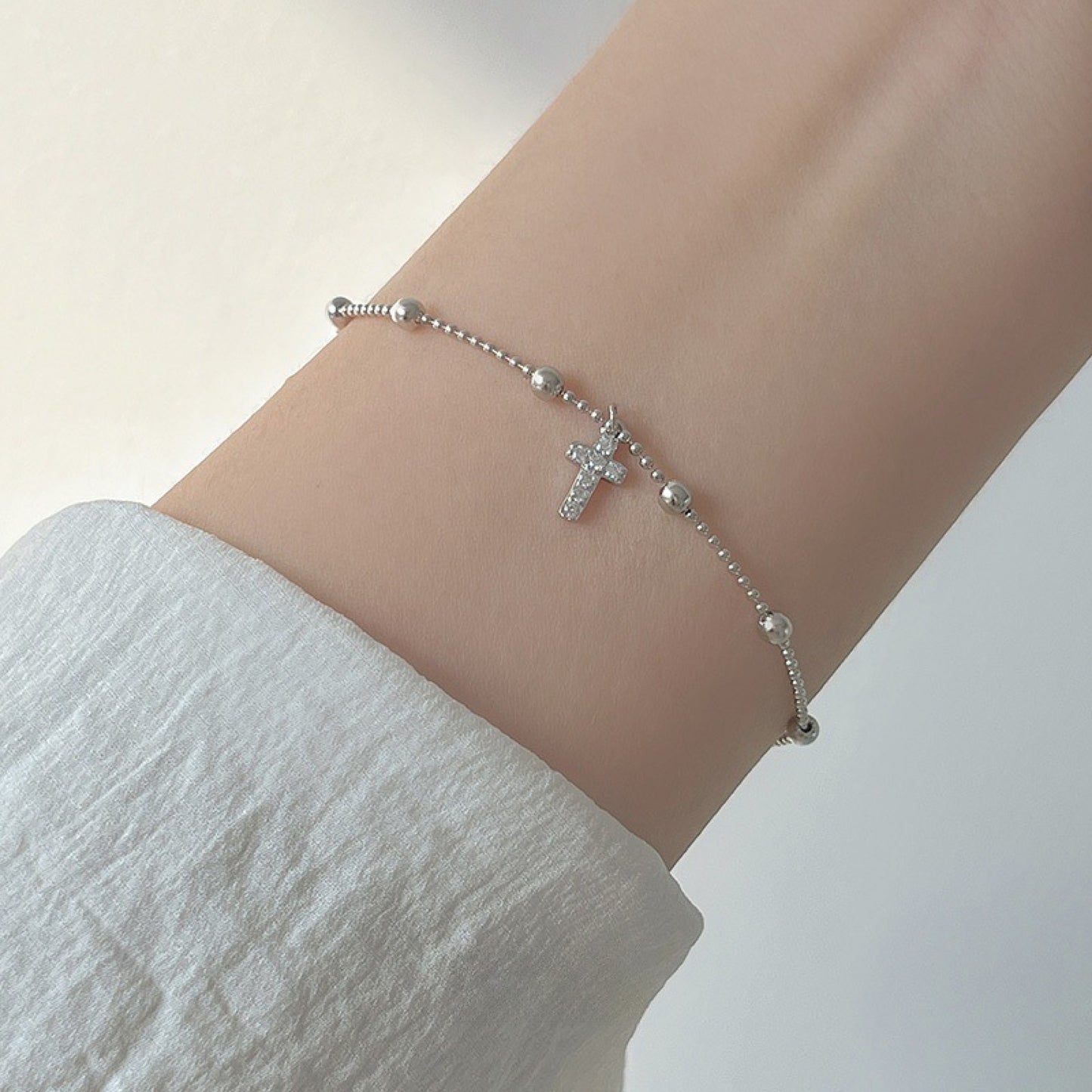 Faithful Elegance Sterling Silver Cross Bracelet