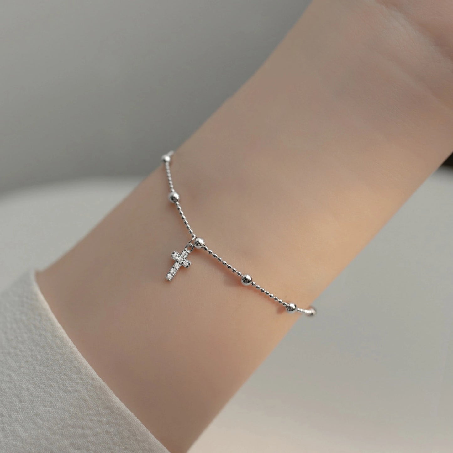 Faithful Elegance Sterling Silver Cross Bracelet