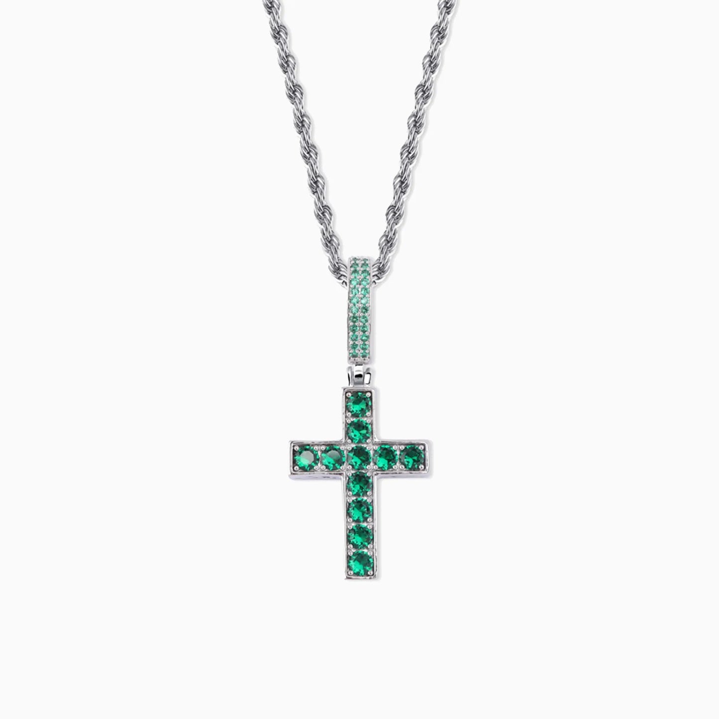 Emerald Cross Pendant Necklace