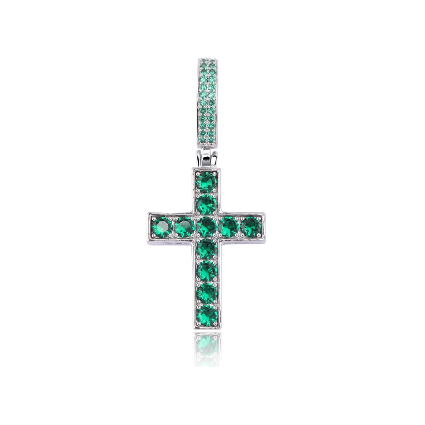 Emerald Cross Pendant Necklace