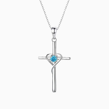 Sterling Silverr Cross Necklace with Cubic Zirconia Stones