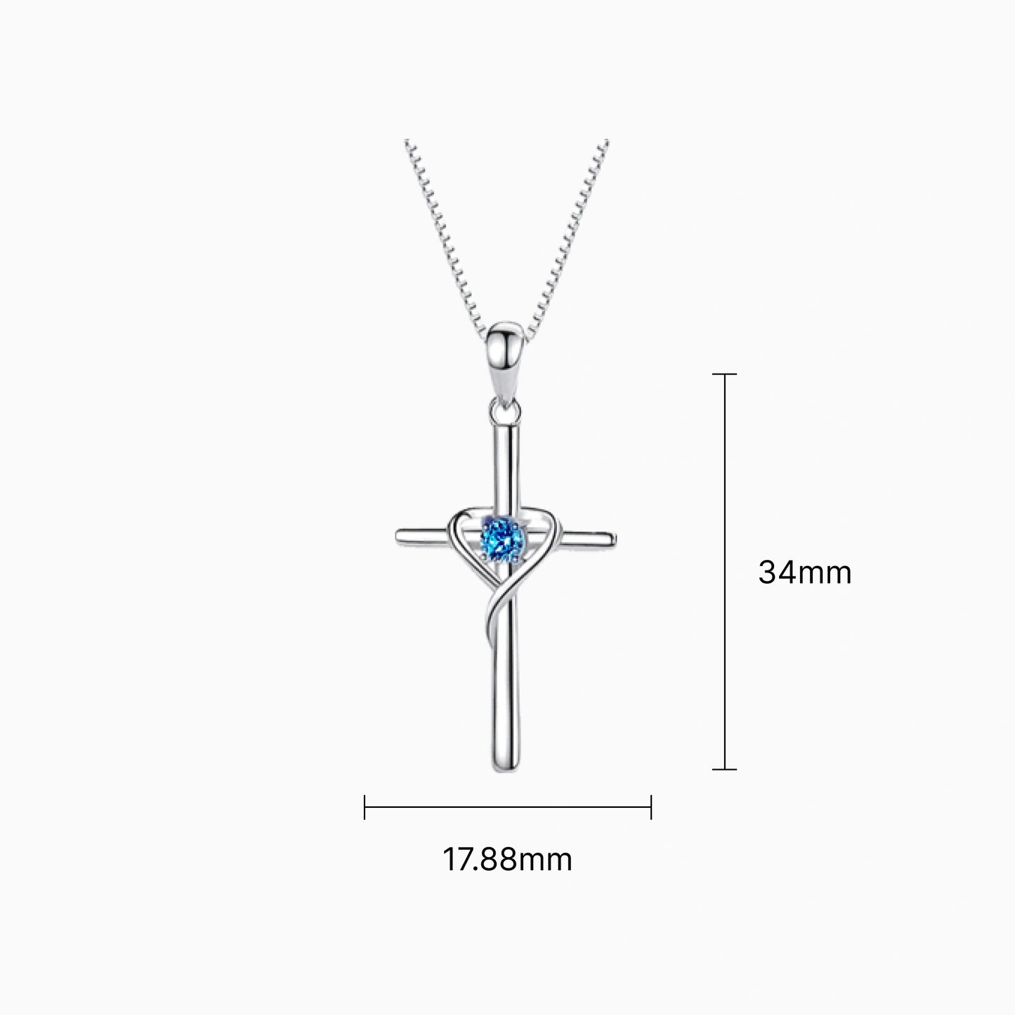 Sterling Silverr Cross Necklace with Cubic Zirconia Stones