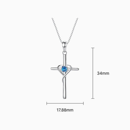 Sterling Silverr Cross Necklace with Cubic Zirconia Stones