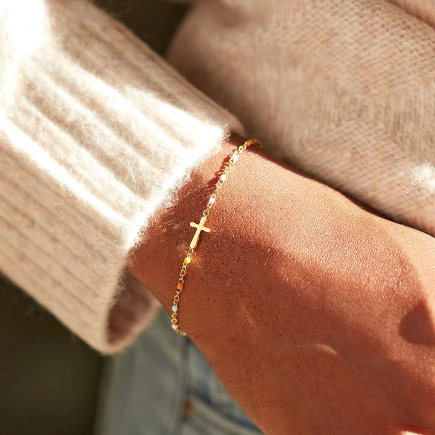 Elegant Gold Cross Bracelet