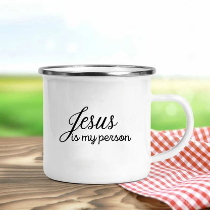 Jesus Is God Print Enamel Mugs