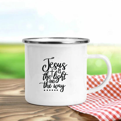 Jesus Is God Print Enamel Mugs