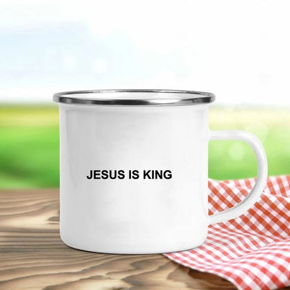 Jesus Is God Print Enamel Mugs