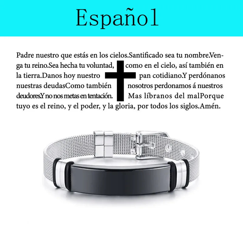 Multinational Bible Prayer Stainless Steel Bracelet Jewelry