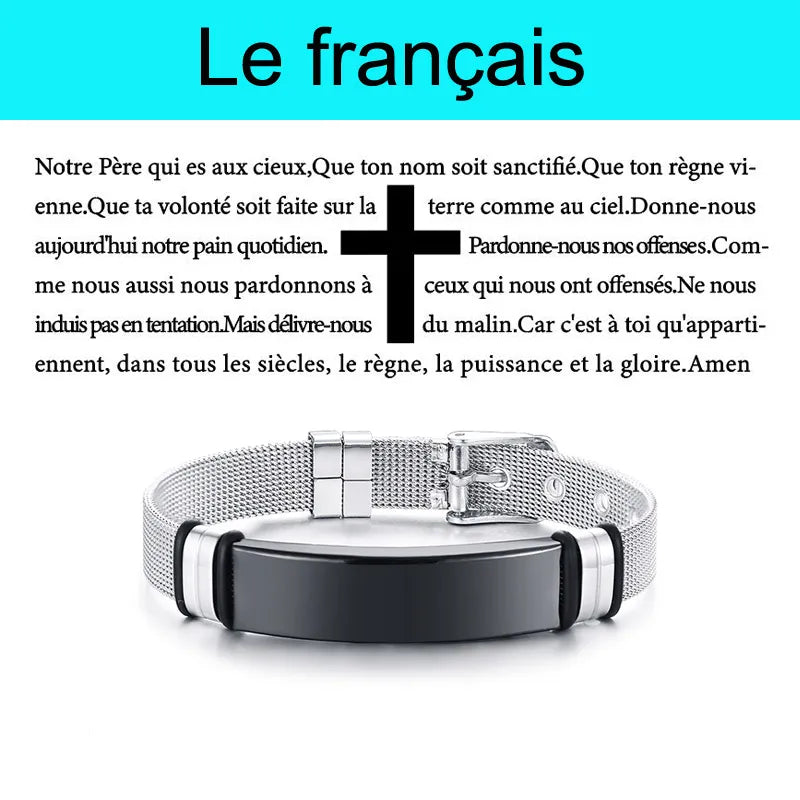 Multinational Bible Prayer Stainless Steel Bracelet Jewelry