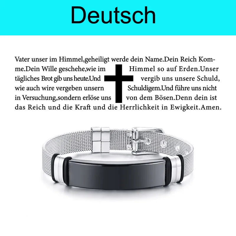 Multinational Bible Prayer Stainless Steel Bracelet Jewelry