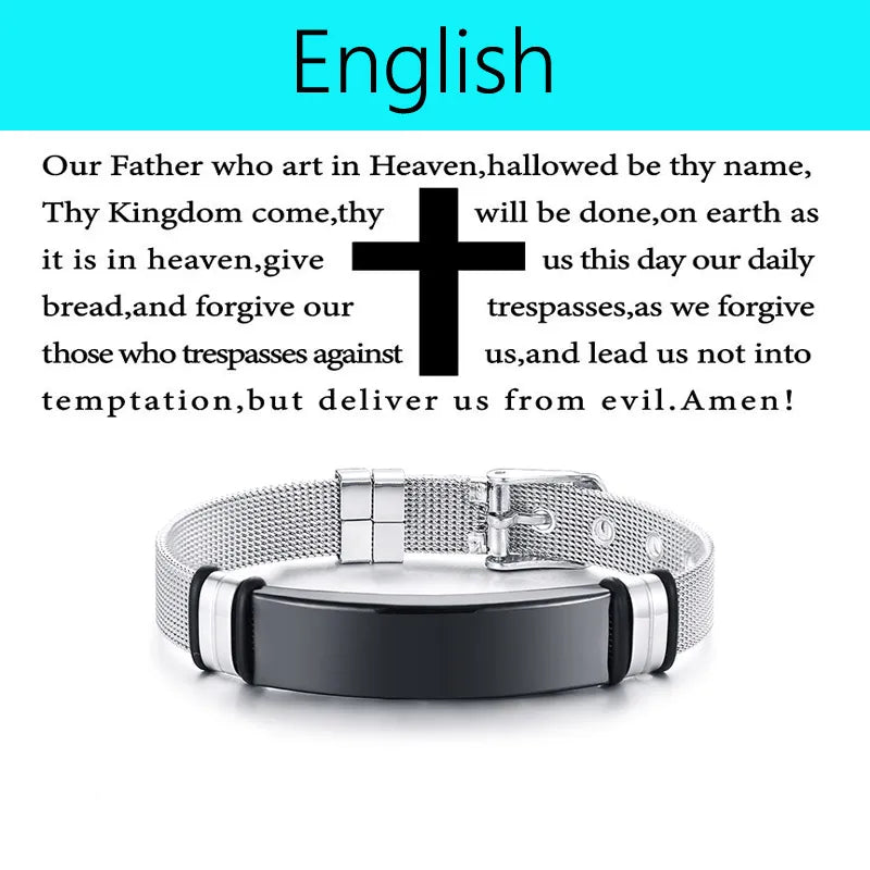 Multinational Bible Prayer Stainless Steel Bracelet Jewelry