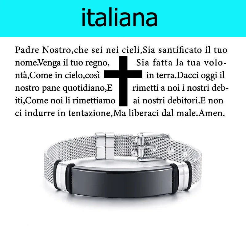 Multinational Bible Prayer Stainless Steel Bracelet Jewelry