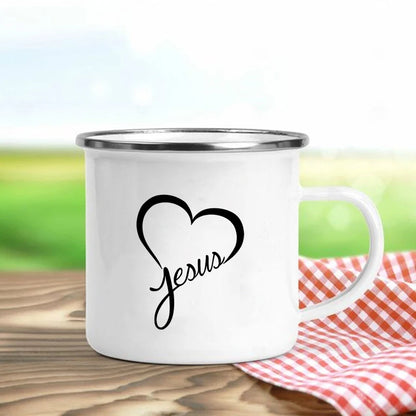 Jesus Is God Print Enamel Mugs