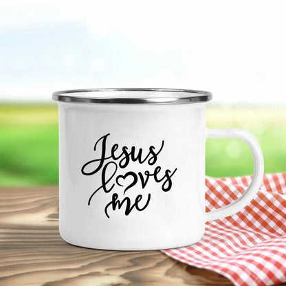 Jesus Is God Print Enamel Mugs