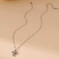 18K Gold & Silver Cross Necklace – Modern Stainless Steel Design