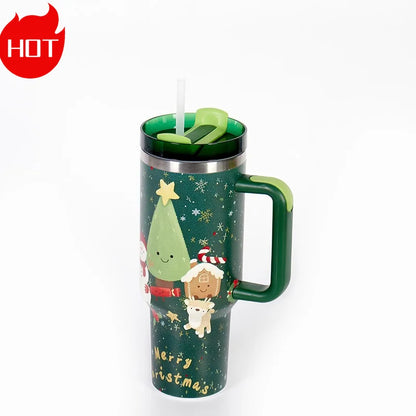 Christmas Colorful 40oz Tumbler with Handle