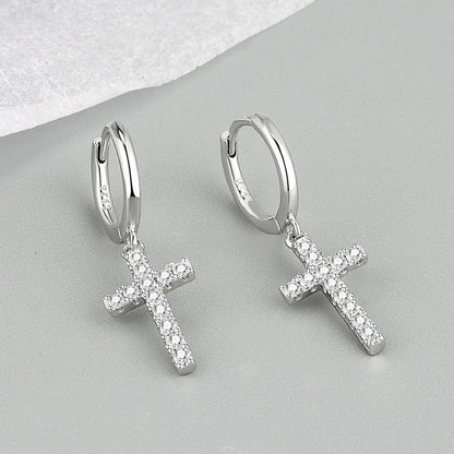 Sterling Silver Crystal Hoop Earrings