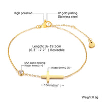 Birthstone Zirconia Thin Chain Link Cross Bracelet