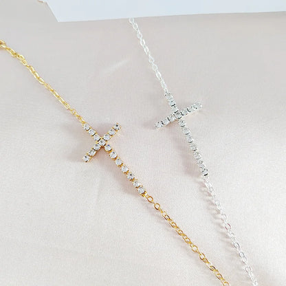 Zircon Cross Pendant Ankle Bracelet