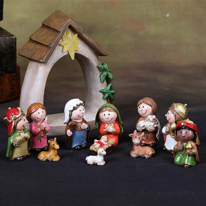 Hand Painted Baby Jeus Nativity Figures Statue Set