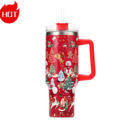 Christmas Colorful 40oz Tumbler with Handle