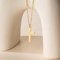 14k Gold Plated STAINLESS STEEL   Cross Necklace