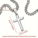 For my son cross chain necklace, stainless steel chain, birthday gift for son, with card and gift box packaging
