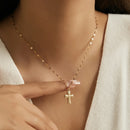 18K Gold & Silver Cross Necklace – Modern Stainless Steel Design