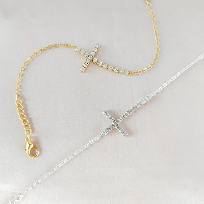 Zircon Cross Pendant Ankle Bracelet