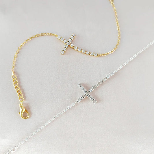 Zircon Cross Pendant Ankle Bracelet