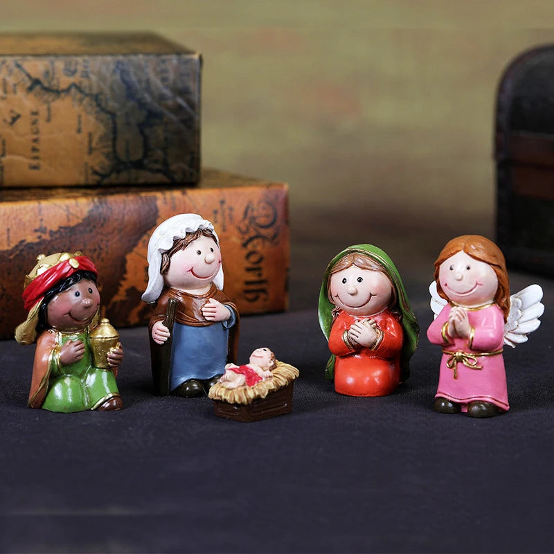 Hand Painted Baby Jeus Nativity Figures Statue Set