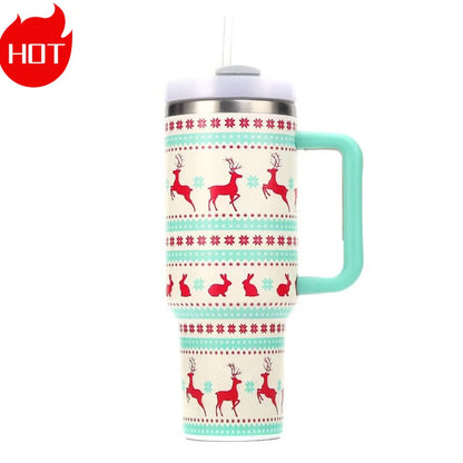 Christmas Colorful 40oz Tumbler with Handle