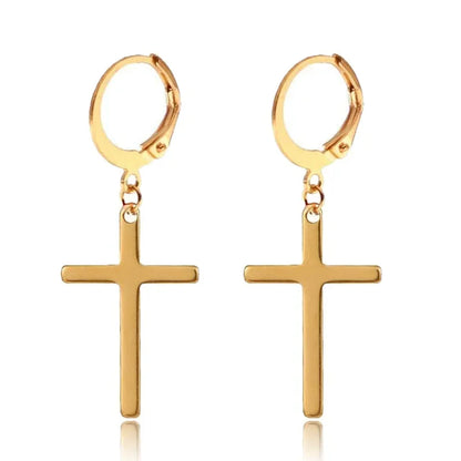 Goth Style Zircon Crystal Cross Drop Dangle Earring