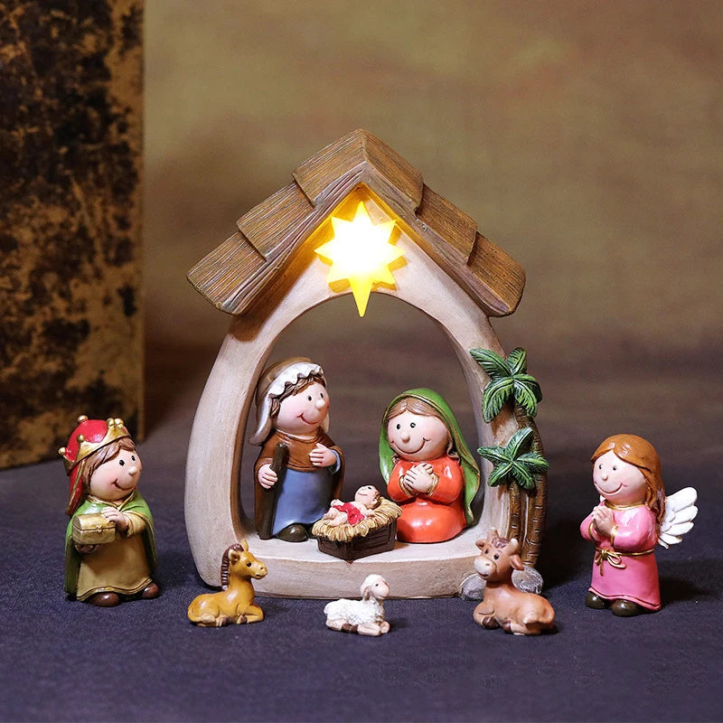 Hand Painted Baby Jeus Nativity Figures Statue Set