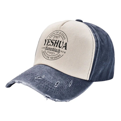 Distressed Denim Washed Jesus Messiah Baseball Cap