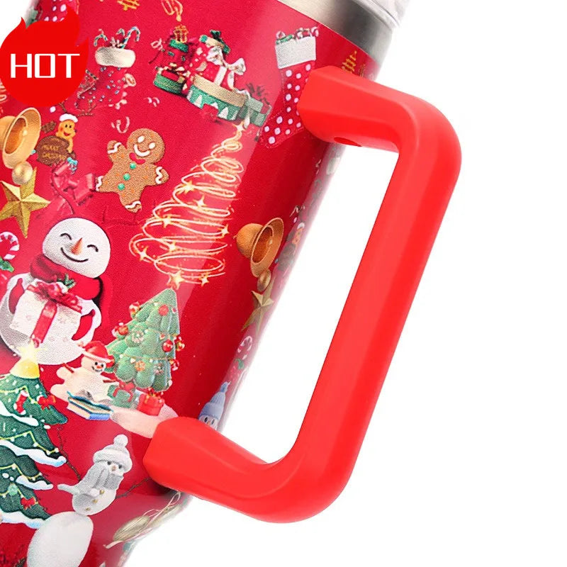 Christmas Colorful 40oz Tumbler with Handle