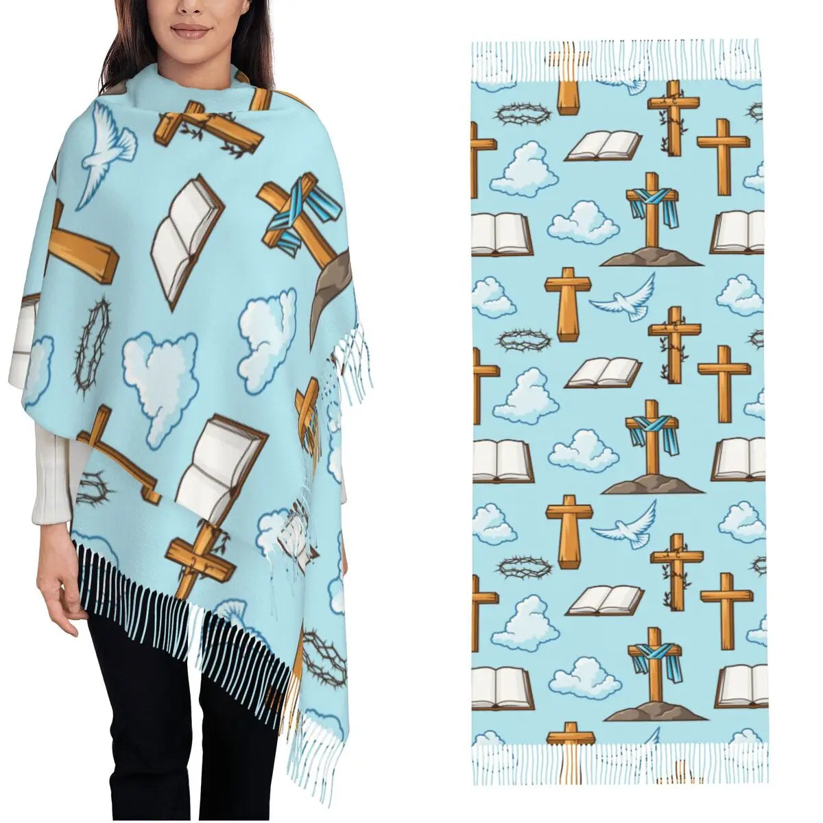 Cross & Bible Warm Long Soft Scarf