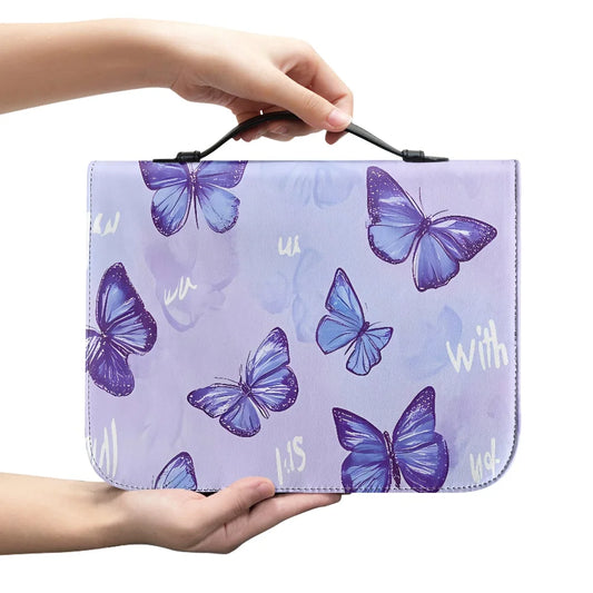 Butterfly Bible Cover with Handle and Zipper