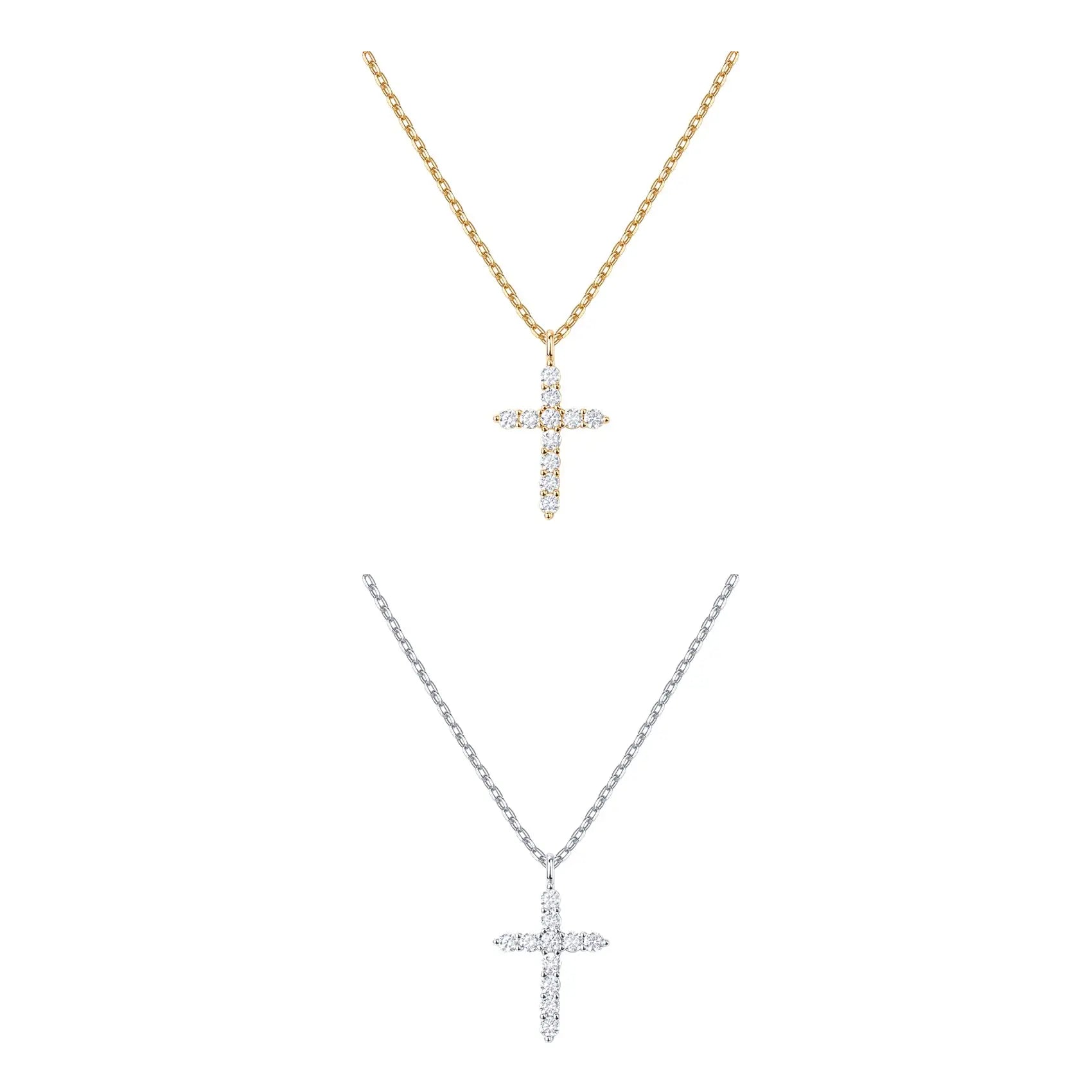 14K Gold Zirconia Cross Necklace for Women – Elegant Faith Jewelry