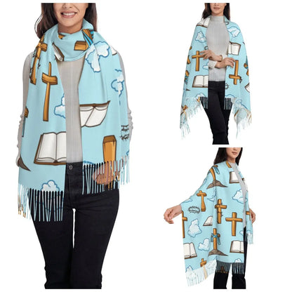 Cross & Bible Warm Long Soft Scarf