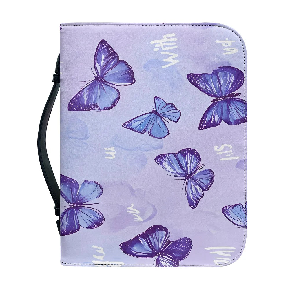 Butterfly Bible Cover with Handle and Zipper