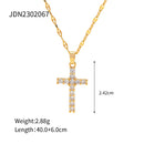 18K Gold Plated Cross Necklace – White Zirconia Stainless Steel Pendant