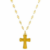 18K Gold & Silver Cross Necklace – Modern Stainless Steel Design