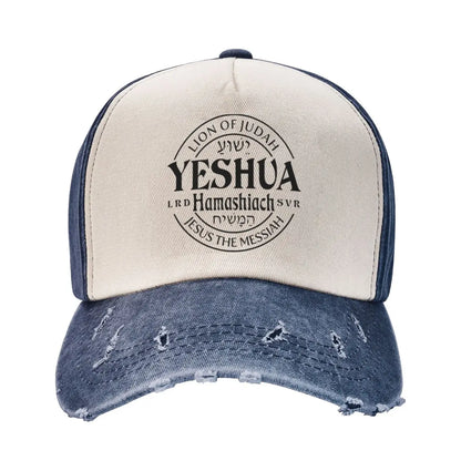 Distressed Denim Washed Jesus Messiah Baseball Cap